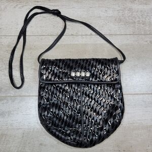 Meyers Vintage Woven Crossbody Purse Bag Black